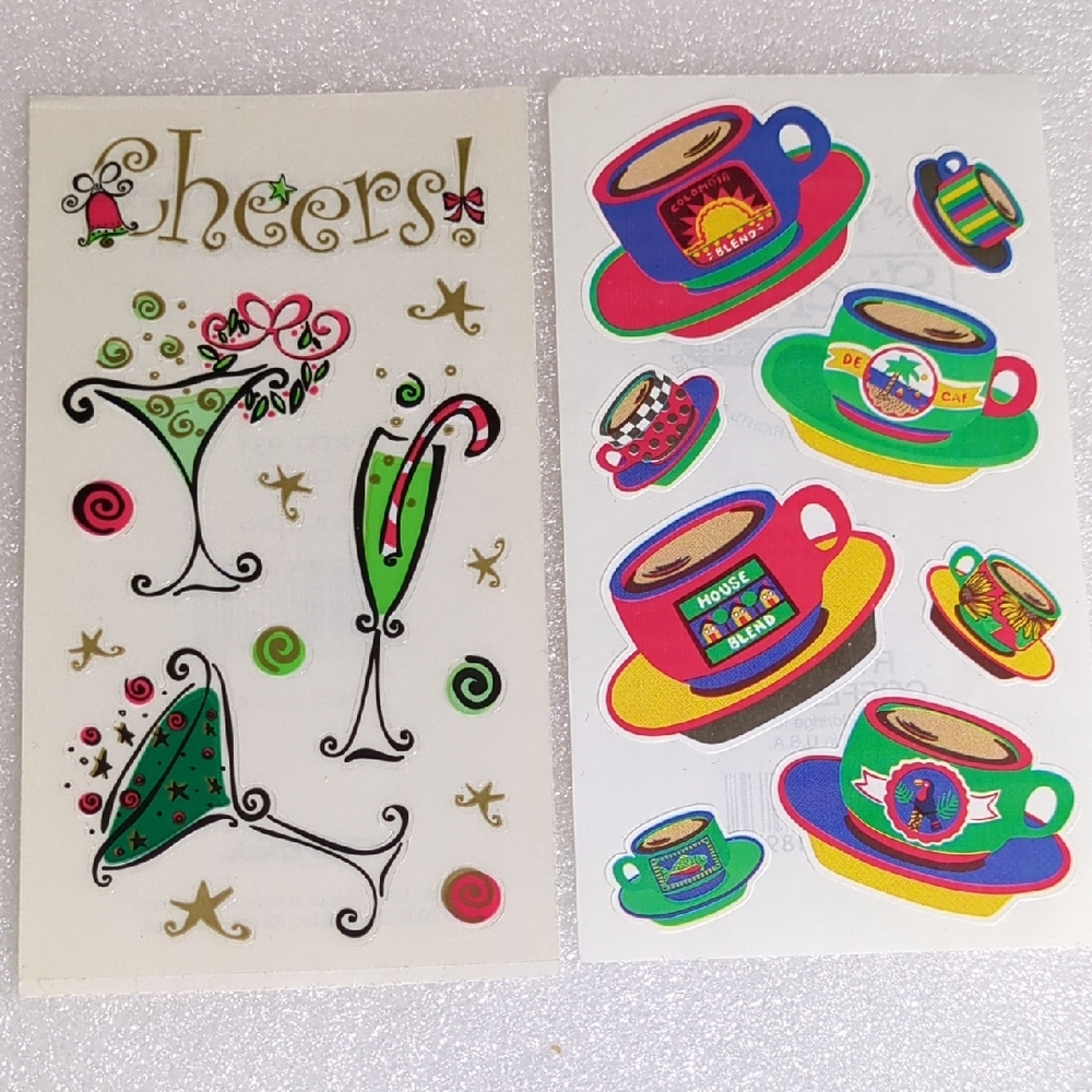💚4/$10💚Frances Meyer Vintage Cheers And Coffee Cup Stickers